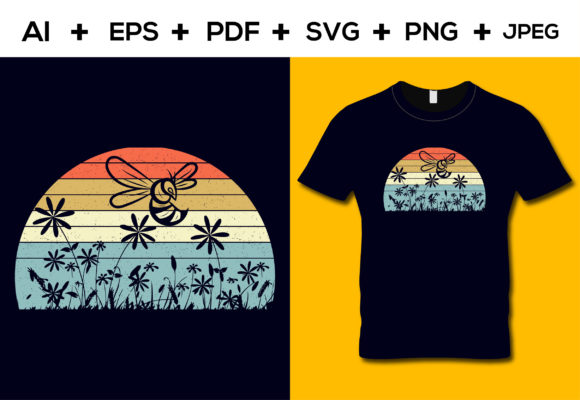 Retro Sunset Bees T-shirt Design Review