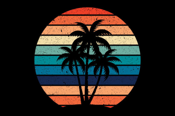 Retro Vintage Sunset Palm Tree Summer Review