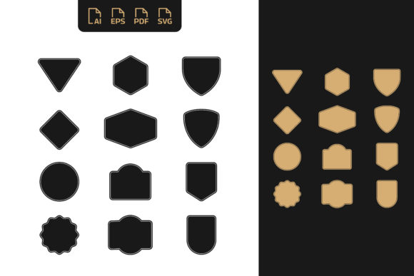 Set of Blank Badge Emblem Solid SVG Review