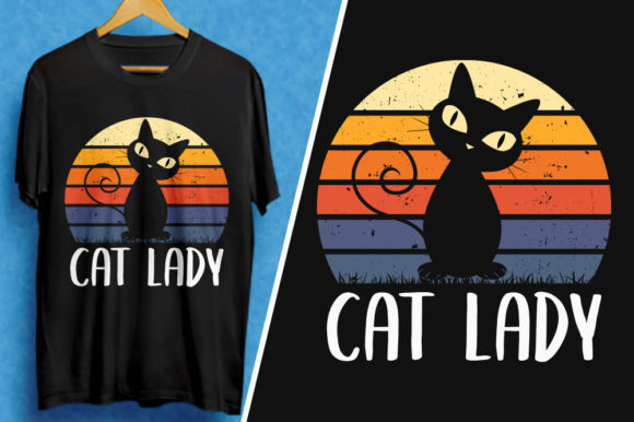 Vintage Retro Cat Lady T-Shirt Design Review