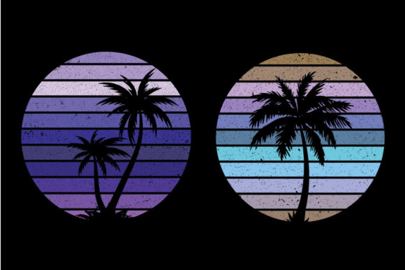 Vintage Retro Sunset Palm Tree, Wedding